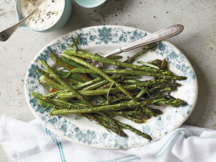 Charred Asparagus with Rosemary Aioli recipe by Rebecca Lang