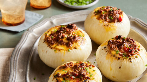 Vidalias Stuffed with Sausage and Pimento Cheese