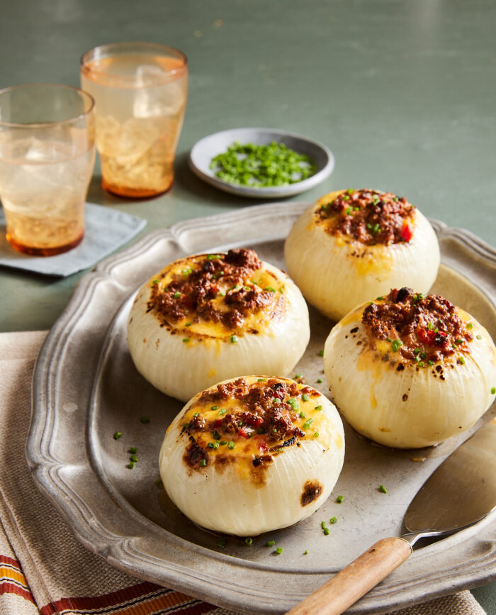 Vidalias Stuffed with Sausage and Pimento Cheese